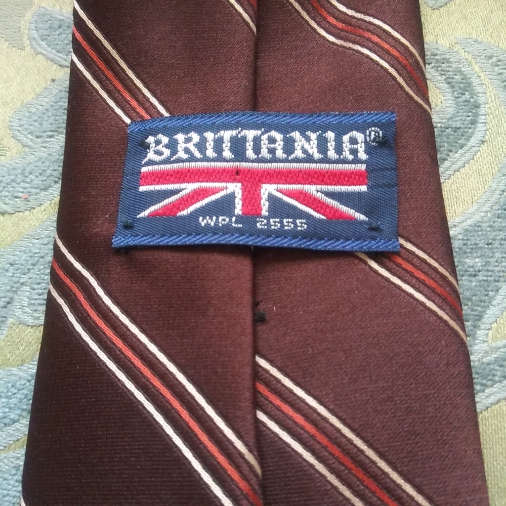 Brittania Necktie Brown Stripe Dad Teacher Vintage Grandpa Hippie